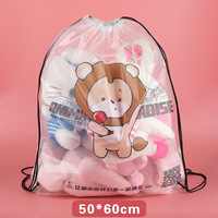 Sac à dos personnalisé en PVC transparent avec soufflet latéral et cordon de serrage pour chaussettes, chaussures et fourrures - Promotionnel et économique
