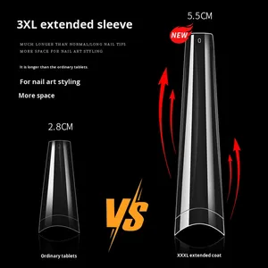 Super lange Wasserpfeife Nagels pitze Transparent ABS Natürlicher Sarg Ballerina Quadrat Stiletto Volle Abdeckung Französisch Falsche Nagels pitzen Kleber - Product Image 3