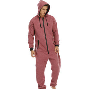 Tuta in pile spessa personalizzata <span class=keywords><strong>invernale</strong></span> <span class=keywords><strong>pigiama</strong></span> <span class=keywords><strong>uomo</strong></span> un pezzo Homewear manica lunga con cappuccio pigiami - Product Image 3