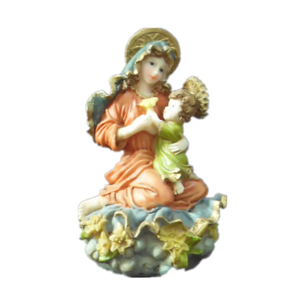 Resina personalizada da Virgem Maria com seu bebê, estatueta de religião, presépio, estátuas religiosas, decoração para casa, decorativa