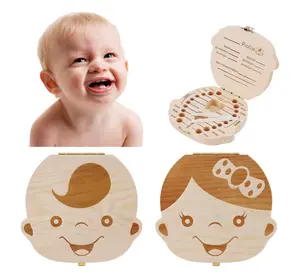 Lembrança Organizador Baby Tooth Box Caixa armazenamento dentes leite madeira para memória infância