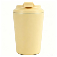 Mug à café en plastique à double paroi sous vide de 12 oz avec couvercle rabattable scellé, portable pour la voiture et le bureau, design classique pour la rentrée scolaire