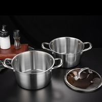 Marmite à soupe et faitout à double compartiment en acier inoxydable 304 compatible induction avec deux poignées et couvercle en verre style chinois
