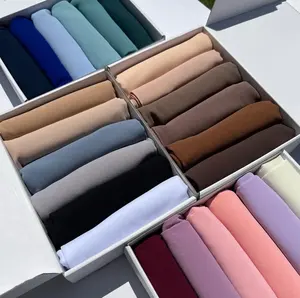 6pc/Set Custom Scarf Hijab Plain Chiffon Scarves Paper Box Packing Boxes Scarves Solid Color Plain Shawl Islamic Wrap