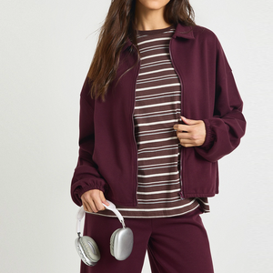 Ensemble de survêtement de luxe pour femme : sweat-shirt bomber zippé et pantalon large – Collection Printemps 2026 (OEM) - Product Image 4