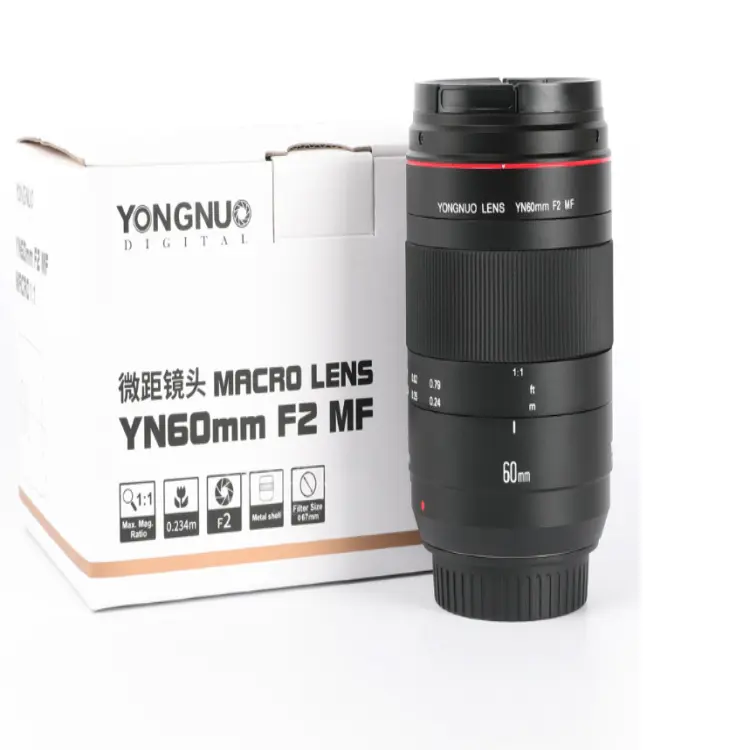 Новинка, макрообъектив YONGNUO YN60mm F2 MF 0,234 m с большой диафрагмой и ручной фокусировкой для камеры Canon
