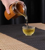 Tasse universelle en verre épaissi bec d'aigle, tube en bambou, isolante thermiquement, haute qualité, résistante à la chaleur, capacité 240CC, portable, style chinois