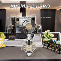 Microphone professionnel T4 rétro, à condensateur, cardioïde, XLR, avec suppression du bruit, pour diffusion en direct, YouTube, filaire