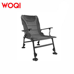 Chaise pliante de camping Woqi 50x80x37 cm, pieds réglables, chaise de pêche portable pour extérieur avec porte-canne et sac isotherme de rangement - Product Image 5