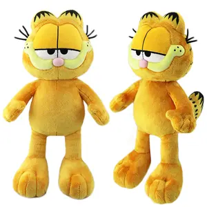 Mode dessin animé jaune chat jouets en peluche jolie fille dormir oreiller chat enfants PP coton peluche peluche