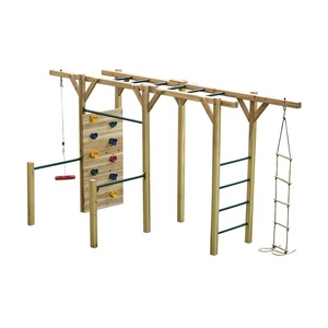 Attrezzatura Fitness in Legno 6 in 1 per Bambini Scala da Arrampicata in Legno Barra per Arrampicata all'Aperto per Bambini - Product Image 1