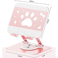 Support de tablette rotatif en acier au carbone, design patte de chat, pliable en silicone, pour bureau, parfait pour les longues sessions de travail, universel