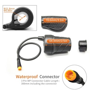 Acceleratore WUXING 20X a Mezza Manopola a 3 Pin 24V 36V 48V 60V 72V con Connettore SM Impermeabile per Bici Elettrica Ebike - Product Image 4