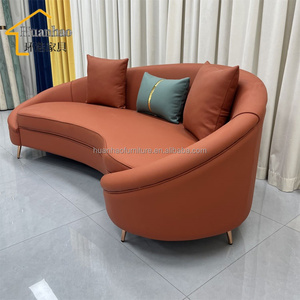 Sofá Curvo en Forma de C de Cuero Italiano de Lujo, Sofá de Salón para Sala de Espera, Sofá de Media Luna para Sala de Estar, Sin Reseñas Aún - Product Image 3