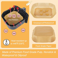 Papiers sulfurés carrés jetables personnalisés, résistants à l'huile et de qualité alimentaire, pour friteuses à air et cuisson domestique