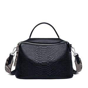 <b>White</b> Genuine Leather Shoulder <b>Bag</b> Crossbody Handbag Zipper Closure Textured Pattern Daily Purse - Product Image 3