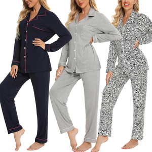 Damen Herbst Winter Bambus Jersey Baumwolle Thermal Langarm Plus Size Pyjamas Set Komfortabel Schnellt rocknend für den Heimgebrauch - Product Image 1