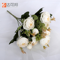 Bouquet de lavande artificielle en plastique, fleurs de jardin réalistes en soie, pivoine, rose, ranunculus, décoration extérieure pour la maison