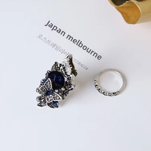 Ensemble de deux bagues papillon en cristal pour femme, style gothique vintage, ajustables, en alliage, avec grande pierre, bijoux fantaisie tendance - Product Image 3
