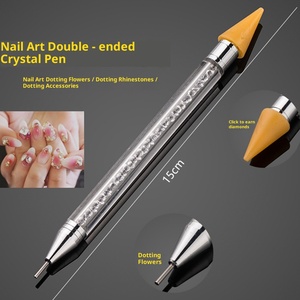 Nuovo Pennarello Doppio per <span class=keywords><strong>Nail</strong></span> Art in Acrilico con Pennello in Silicone, Strumento per Rimozione Cera, Matita, Fiore di Cristallo, Ago e Colla - Product Image 2