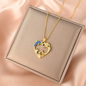 Mode <span class=keywords><strong>Anima</strong></span> dauphin élégant collier breloque cadeau bijoux sirène dauphin creux amour <span class=keywords><strong>coeur</strong></span> pendentif collier pour femmes filles - Product Image 5