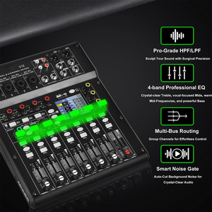 Console <span class=keywords><strong>de</strong></span> <span class=keywords><strong>mixage</strong></span> audio numérique professionnelle 8 canaux MX8208 avec lecteur MP3 BT USB, alimentation fantôme 48V, égaliseur 6 bandes - Product Image 4