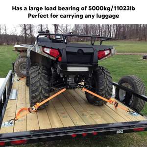 Sangles à cliquet en polyester haute résistance de 50 mm avec double <span class=keywords><strong>crochet</strong></span> en J et résistance à la rupture de 5000 kg pour la fixation de motos et de fourgons de transport - Product Image 2