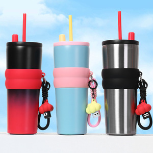 Vaso de acero inoxidable 316 con aislamiento y pajita para mujeres, para viajes. - Product Image 1