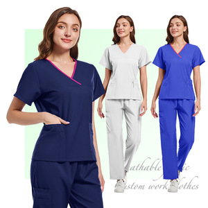 Women's Surgical Scrub Set Moisture Wicking Split Uniform Hospital Workwear - Product Image 1
