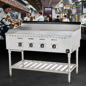 Restaurante <span class=keywords><strong>profesional</strong></span> <span class=keywords><strong>Cocina</strong></span> industrial <span class=keywords><strong>Plancha</strong></span> de <span class=keywords><strong>gas</strong></span> sin humo 1/2 Acero inoxidable antiadherente ranurado - Product Image 5