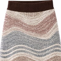 Ensemble tricoté brodé de luxe pour femme, pull à manches cloche et jupe longue, style bohème chic, à rayures ondulées, élégant, luxueux et infroissable
