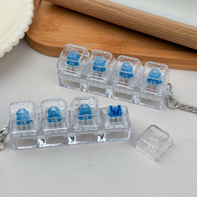Changli High Quality Promotional Transparent Plastic 4-key Creative Switch Tester Minimalist Colorful Mechanical Keyboard Toy