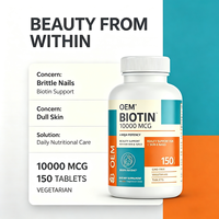 OEM Özel Etiketli Biotin Tabletleri 150 Adet 10000 MCG Besin Takviyesi Tedariki