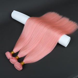 Fasci di trama dritte con ossa di colore rosa di alta qualità a lunghezza intera 100% estensioni di capelli umani russi - Product Image 3