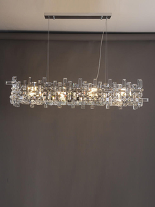 Lustre rectangulaire de luxe en cristal à niveaux irréguliers pour hôtels de charme et îlots de <span class=keywords><strong>cuisine</strong></span> - Product Image 3