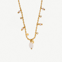 18K chapado en oro de acero inoxidable verano playa joyería moda océano serie colgante estrella de mar Shell perla grava clásico para niñas