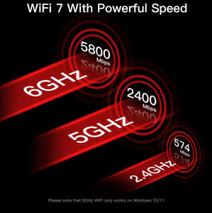 Adaptador WiFi 7 PRO PCIe Inalámbrico, Tarjeta WiFi Tribanda con BT 5.4 para Intel BE200NGW Wifi7 2.4G/5G/6GHz <span class=keywords><strong>Win</strong></span> 10/11 64bit - Product Image 5