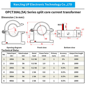 NJXSE OPCT38DGL rachado o transformador atual do núcleo 100-250A/5A 300/5A 400/5A braçadeira CT medidor frequência 60Hz - Product Image 5
