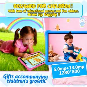 Tablette pas chère 10,1 pouces double SIM pour enfants 16 Go + 512 Go, étui en silicone bleu rose, WIFI 5G, tablette éducative pour enfants - Product Image 6