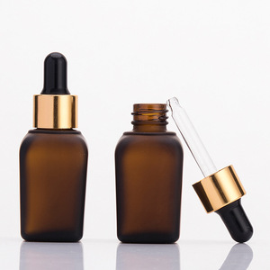 Vente en gros de flacons en verre ambré carrés, opaques, de qualité médicale, flacons distributeurs de sérum, flacons cosmétiques carrés en verre, 50 ml - Product Image 1