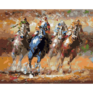 <span class=keywords><strong>Peinture</strong></span> sur toile <span class=keywords><strong>Cheval</strong></span> et cavalier <span class=keywords><strong>Peinture</strong></span> par numéros Peint à la main Décoration intérieure <span class=keywords><strong>Peinture</strong></span> à l'huile par numéros Art mural moderne Cadeau fait main - Product Image 1