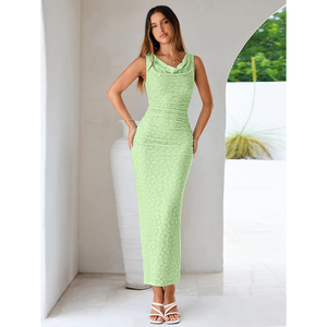 <span class=keywords><strong>Robe</strong></span> longue <span class=keywords><strong>d</strong></span>'été florale sans manches à col bénitier extensible moulante pour femme, idéale pour cocktail, soirée ou invitée de mariage - Product Image 6