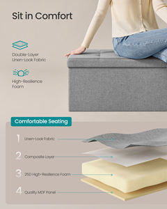 SONGMICS <span class=keywords><strong>Rangement</strong></span> Poitrine Repose-pieds Stoo Chambre <span class=keywords><strong>Banc</strong></span> avec <span class=keywords><strong>Rangement</strong></span> 43 Pouces Pliant <span class=keywords><strong>Rangement</strong></span> Ottoman <span class=keywords><strong>Banc</strong></span> - Product Image 4