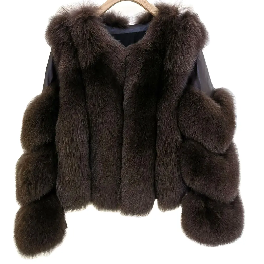2023 Wholesale Luxurious Plus Size Fashion Hot Sale Real Fox Fur Winter Coat For Women