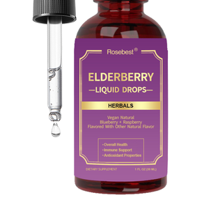 Rosebest OEM Private Label Vegan Organic Elderberry Herbal Extract Liquid Drops Suplemen untuk Imunitas dan Kesehatan Secara Keseluruhan - Product Image 1