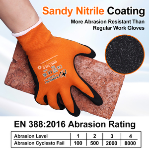 <span class=keywords><strong>Guanti</strong></span> da Lavoro XINGYU in <span class=keywords><strong>Nitrile</strong></span> Arancione Resistente, Impermeabili e Isolanti per Congelatori, con Rivestimento in <span class=keywords><strong>Nitrile</strong></span> Sabbiato, <span class=keywords><strong>Guanti</strong></span> di Sicurezza - Product Image 4