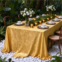 Nappe de table en polyester jacquard de luxe, lavable, infroissable, résistante à la chaleur, réutilisable, motif floral, pour mariage, banquet, fête