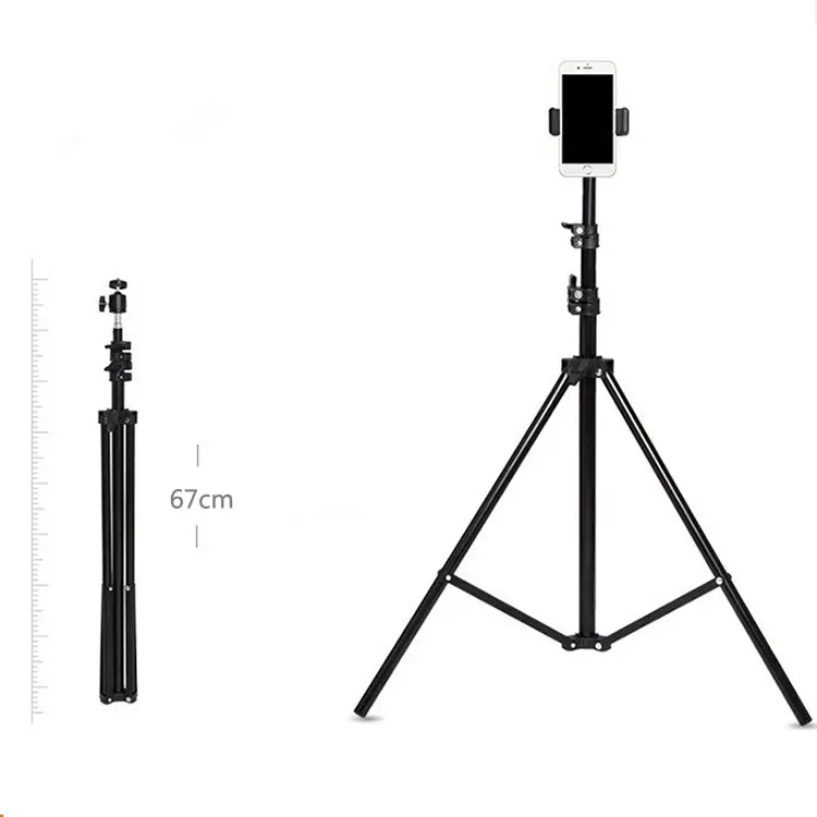 2m Profissional tripé de câmera suporte de luz do anel de metal preto 3 forma suporte de luz para a fotografia