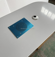Table de manucure à double station d'ongles en bois avec dessus en marbre pour aspirateur