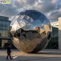 Esfera Geodésica de Acero Inoxidable, Espejo Reflectante, Escultura para Exteriores, Plaza, Jardín, Arte Paisajístico Moderno